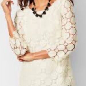 Talbots Medallion Scallop-trim Ivory Lace Top Lined Ivory Blouse